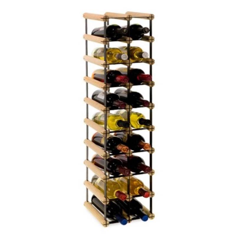 PROREGAL Modulares Weinregal Vinotega Mod Metal HxBxT 92,5 x 22,5 x 24,5 cm 2 x 9 Flaschen Massives Kiefernholz Natur von PROREGAL