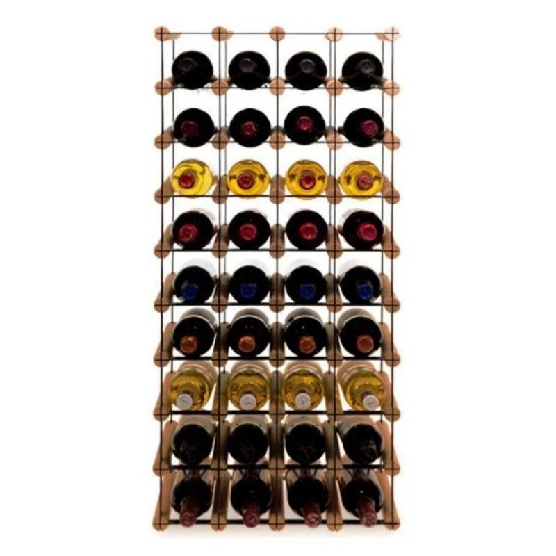 PROREGAL Modulares Weinregal Vinotega Mod Metal HxBxT 92,5 x 42,5 x 24,5 cm 4 x 9 Flaschen Massives Kiefernholz Braun Geölt von PROREGAL