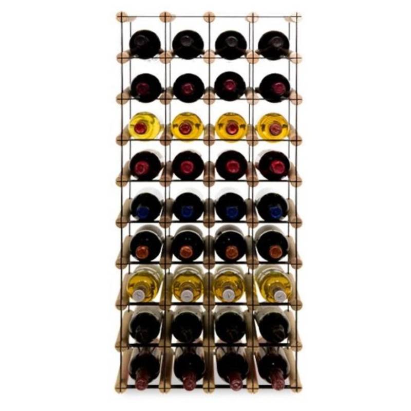 PROREGAL Modulares Weinregal Vinotega Mod Metal HxBxT 92,5 x 42,5 x 24,5 cm 4 x 9 Flaschen Massives Kiefernholz Natur von PROREGAL