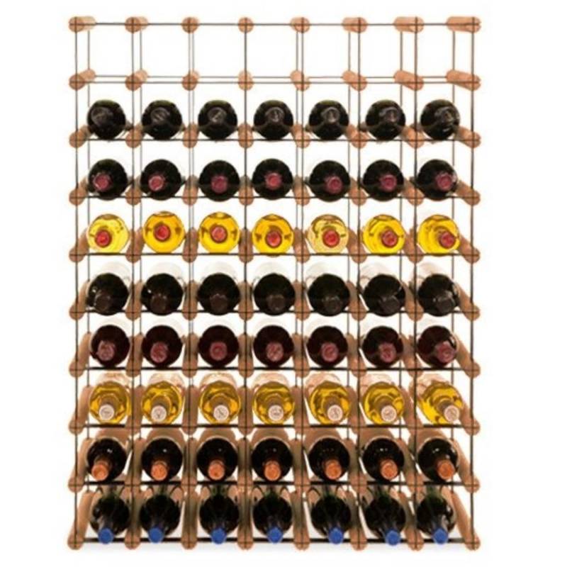 PROREGAL Modulares Weinregal Vinotega Mod Metal HxBxT 92,5 x 72,5 x 24,5 cm 7 x 9 Flaschen Massives Kiefernholz Braun Geölt von PROREGAL