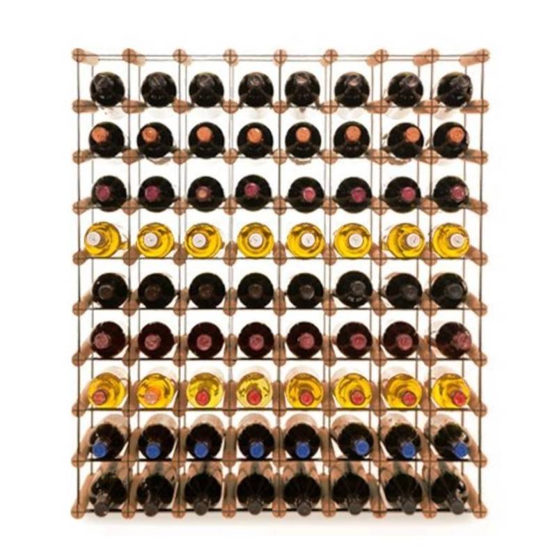 PROREGAL Modulares Weinregal Vinotega Mod Metal HxBxT 92,5 x 82,5 x 24,5 cm 8 x 9 Flaschen Massives Kiefernholz Braun Geölt von PROREGAL