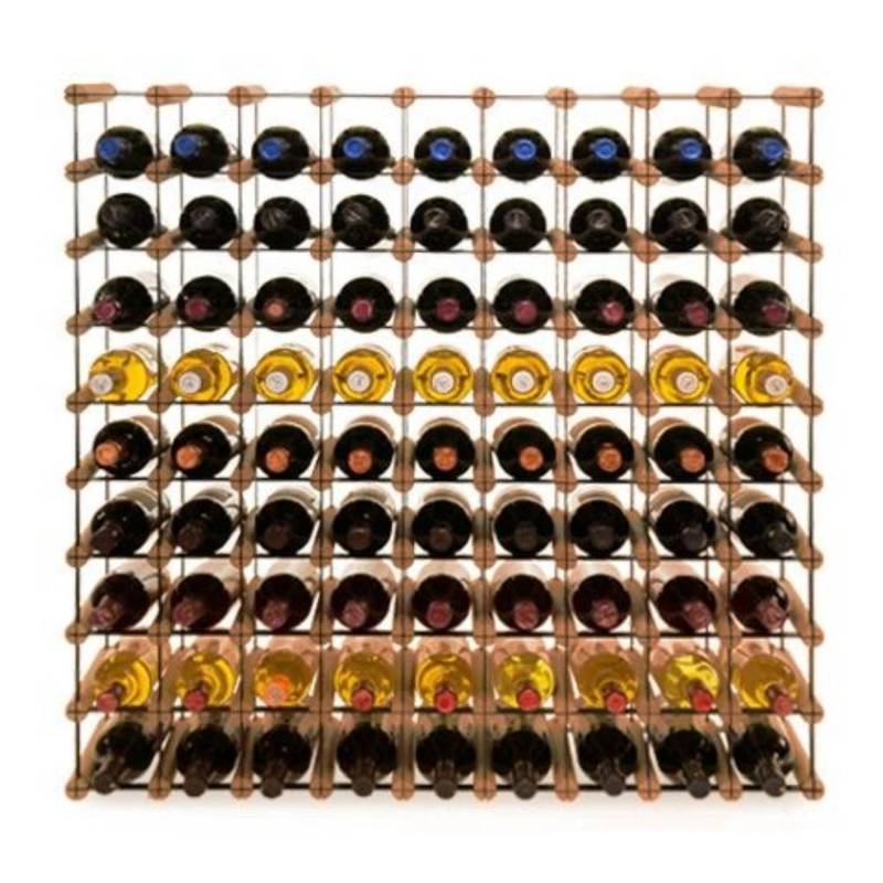 PROREGAL Modulares Weinregal Vinotega Mod Metal HxBxT 92,5 x 92,5 x 24,5 cm 9 x 9 Flaschen Massives Kiefernholz Braun Geölt von PROREGAL