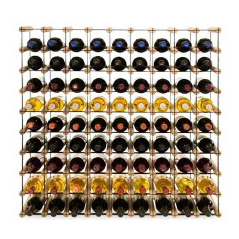 PROREGAL Modulares Weinregal Vinotega Mod Metal HxBxT 92,5 x 92,5 x 24,5 cm 9 x 9 Flaschen Massives Kiefernholz Natur von PROREGAL
