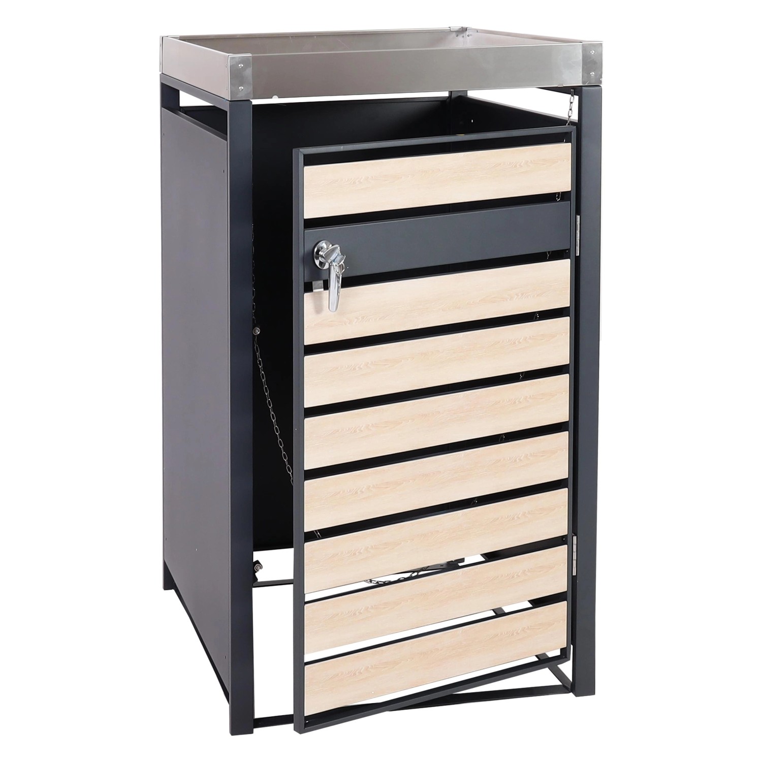 PROREGAL Mülltonnenbox 1er Mit Pflanzkasten 125x68x80cm Anthrazit Buche-Holzoptik Erweiterbar PROREGAL Mülltonnenbox 1er Mit Pflanzkasten 125x68x80cm Anthrazit Buche-Holzoptik Erweiterbar von PROREGAL