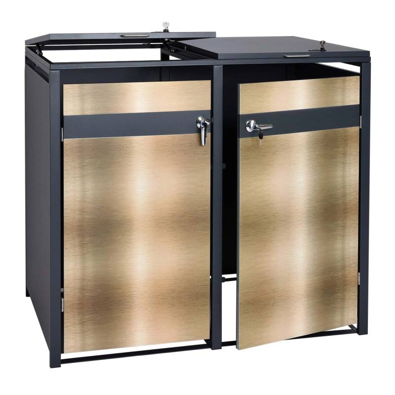 PROREGAL Mülltonnenbox 2er 117x132x80cm Anthrazit Gold PROREGAL Mülltonnenbox 2er 117x132x80cm Anthrazit Gold von PROREGAL