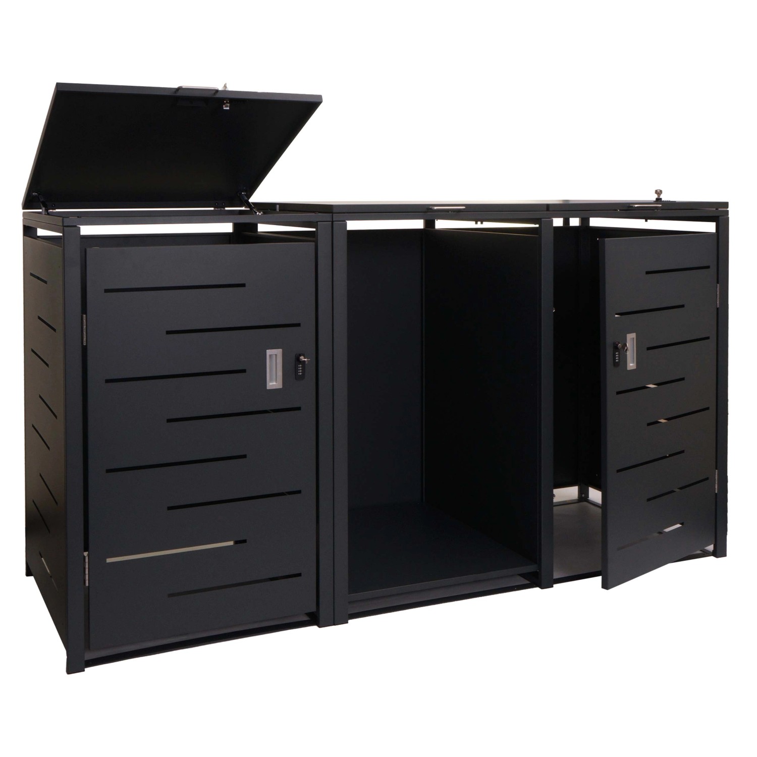 PROREGAL Mülltonnenbox 2er Mit Brennholzregal 117x198x82cm Erweiterbar 180kg Anthrazit PROREGAL Mülltonnenbox 2er Mit Brennholzregal 117x198x82cm Erweiterbar 180kg Anthrazit von PROREGAL