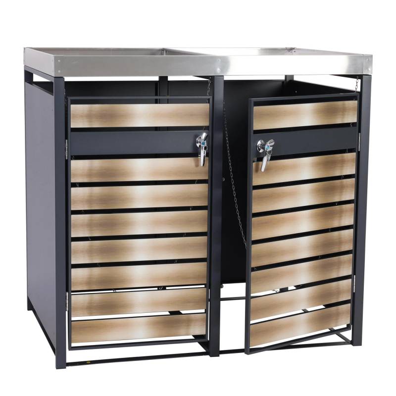 PROREGAL Mülltonnenbox 2er Mit Pflanzkasten 125x132x80cm Anthrazit Gold Erweiterbar PROREGAL Mülltonnenbox 2er Mit Pflanzkasten 125x132x80cm Anthrazit Gold Erweiterbar von PROREGAL