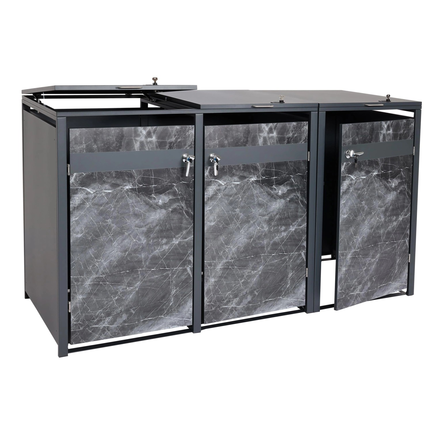 PROREGAL Mülltonnenbox 3er 117x200x80cm Anthrazit Marmor-Optik Dunkel PROREGAL Mülltonnenbox 3er 117x200x80cm Anthrazit Marmor-Optik Dunkel von PROREGAL