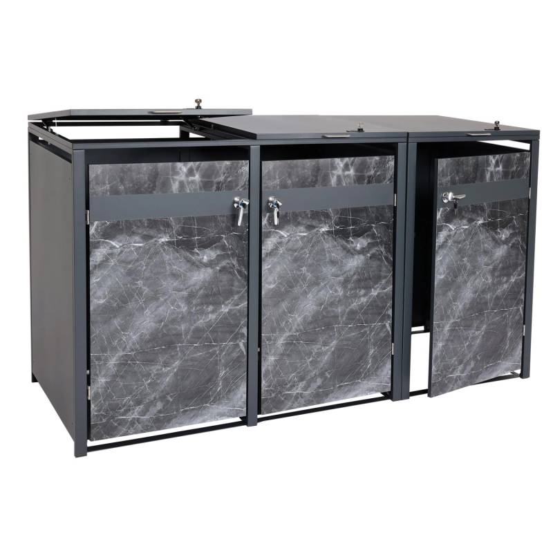 PROREGAL Mülltonnenbox 3er 117x200x80cm Anthrazit Marmor-Optik Dunkel PROREGAL Mülltonnenbox 3er 117x200x80cm Anthrazit Marmor-Optik Dunkel von PROREGAL