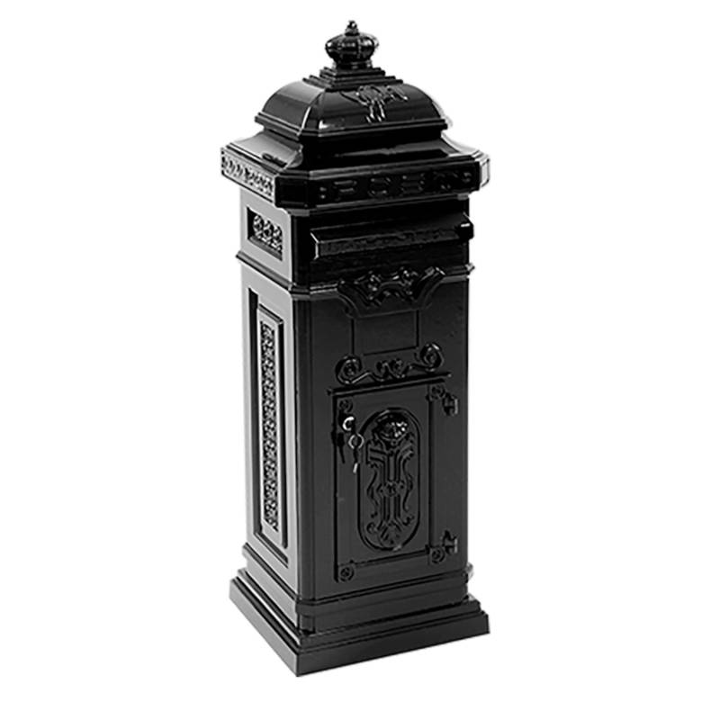 PROREGAL Nostalgischer Säulen-Briefkasten Aus Gießaluminium HxBxT 110 x 33 x 36,5 cm Einwurföffnung 28,5 x 2,5 cm Schwarz von PROREGAL