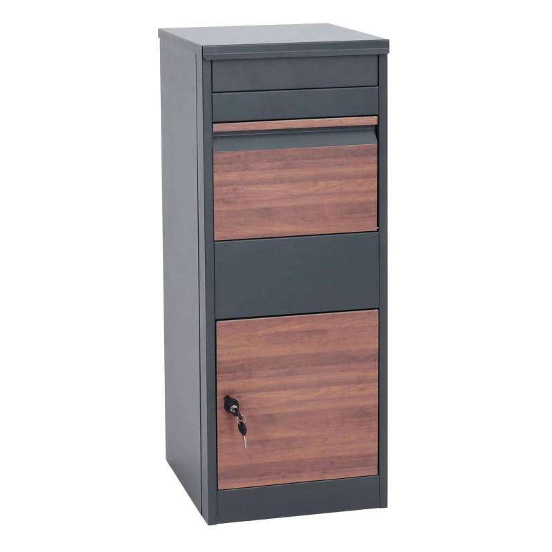 PROREGAL Paketkasten HxBxT 102x41x38cm Paketbox Standbriefkasten Briefkasten Größe L Verzinkt Anthrazit Holzoptik Dunkel von PROREGAL