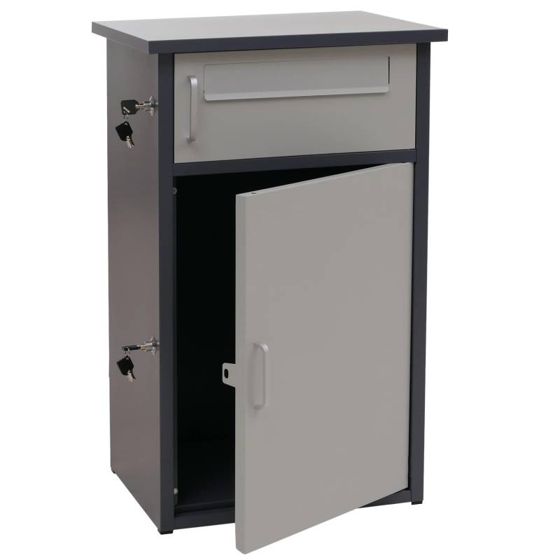 PROREGAL Paketkasten Mit 2 Fächern HxBxT 78x49x38cm Stahl Dunkelgrau/Grau Paketbox Paketfach Paketstation Briefkasten von PROREGAL