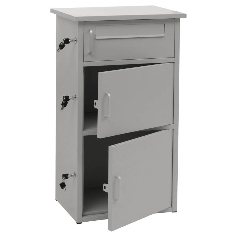 PROREGAL Paketkasten Mit 3 Fächern HxBxT 89x49x38cm Stahl Grau Paketbox Paketfach Paketstation Briefkasten von PROREGAL