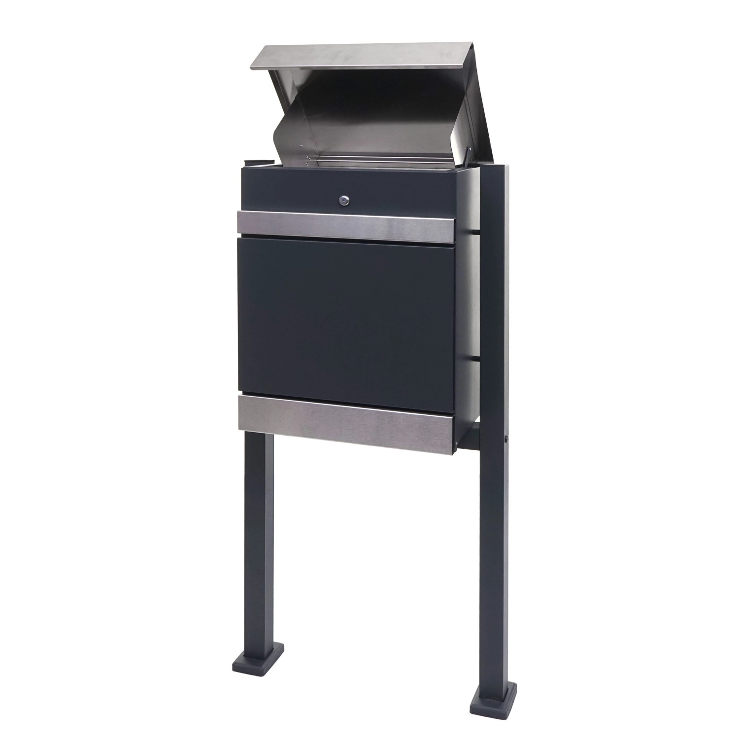 PROREGAL Paketkasten Mit Standfuß HxBxT 120x59x36cm Paketbox Paketstation Standbriefkasten Metall Edelstahl Verzinkt Anthrazit von PROREGAL