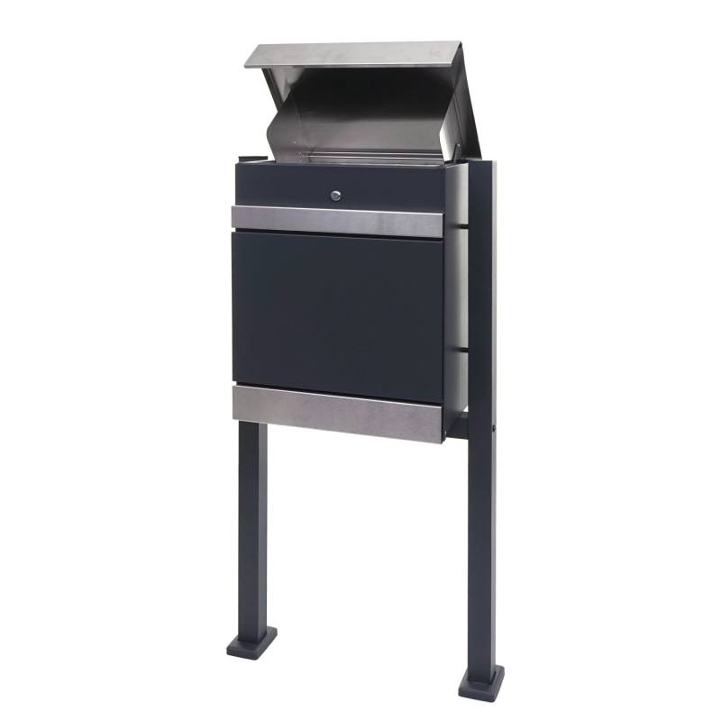 PROREGAL Paketkasten Mit Standfuß HxBxT 120x59x36cm Paketbox Paketstation Standbriefkasten Metall Edelstahl Verzinkt Anthrazit von PROREGAL