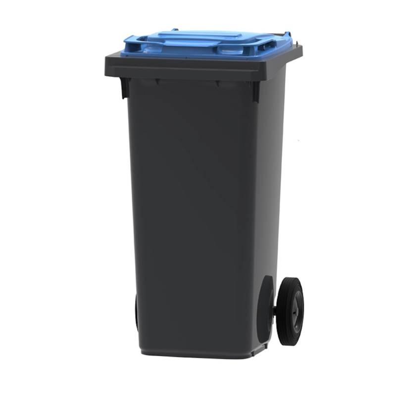 PROREGAL Premium 2 Rad Mülltonne Müllgroßbehälter 120 Liter HxBxT 97,4 x 47,9 x 55,5 cm & Kunststoff Grau Deckel Blau von PROREGAL