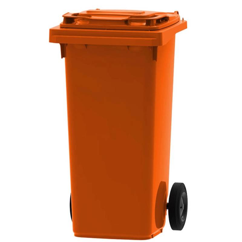 PROREGAL Premium 2 Rad Mülltonne Müllgroßbehälter 120 Liter HxBxT 97,4 x 47,9 x 55,5 cm & Kunststoff Orange von PROREGAL