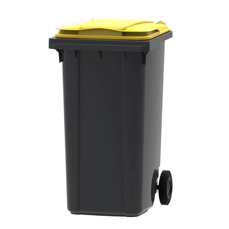 PROREGAL Premium 2 Rad Mülltonne Müllgroßbehälter 240 Liter HxBxT 107,9 x 58,3 x 73,7 cm & Kunststoff Grau Deckel Gelb von PROREGAL
