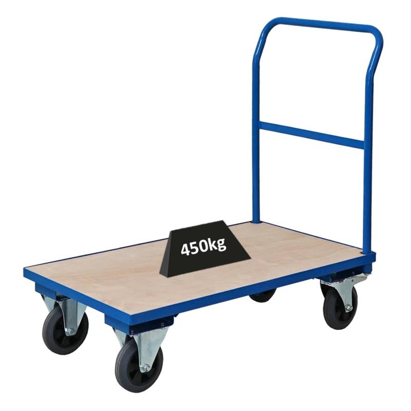 PROREGAL Profi Plattformwagen HxBxT 102 x 60 x 98 cm Traglast 450 kg Lichtblau von PROREGAL