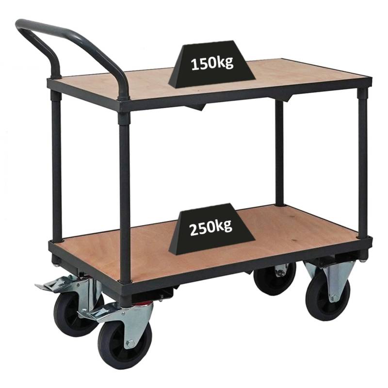 PROREGAL Profi Tischwagen mit 2 Etagen HxBxT 95 x 50 x 97 cm Traglast 400 kg Grau von PROREGAL
