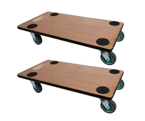 PROREGAL 2er Sparset Profi Transportroller mit 4 Rollen | HxBxT 11,5x30x60 cm | Traglast 200kg | Sperrholzplatte | Braun | 2 Stück | Möbelroller Rollbrett Transporthilfe Rollwagen Roller von PROREGAL