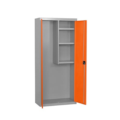 PROREGAL Putzmittelschrank AMEGO | HxBxT 180x60x40cm | 3X Fachboden | Orange-Grau | Metallschrank Haushaltsschrank PROREGAL Putzmittelschrank AMEGO | HxBxT 180x60x40cm | 3X Fachboden | Orange-Grau | Metallschrank Haushaltsschrank von PROREGAL
