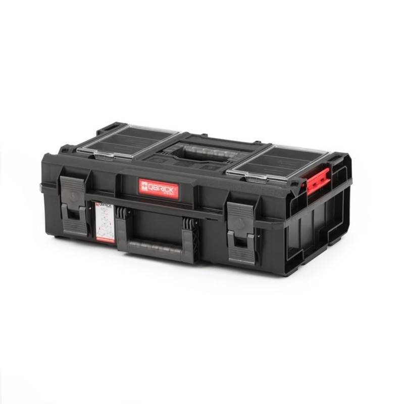 PROREGAL QBRICK Werkzeugkasten One 15,5 Liter Transparenter Deckel Mit Deck & Frontgriff Traglast Bis Zu 120 kg Mit Klemmverschlüsse Schwarz von PROREGAL
