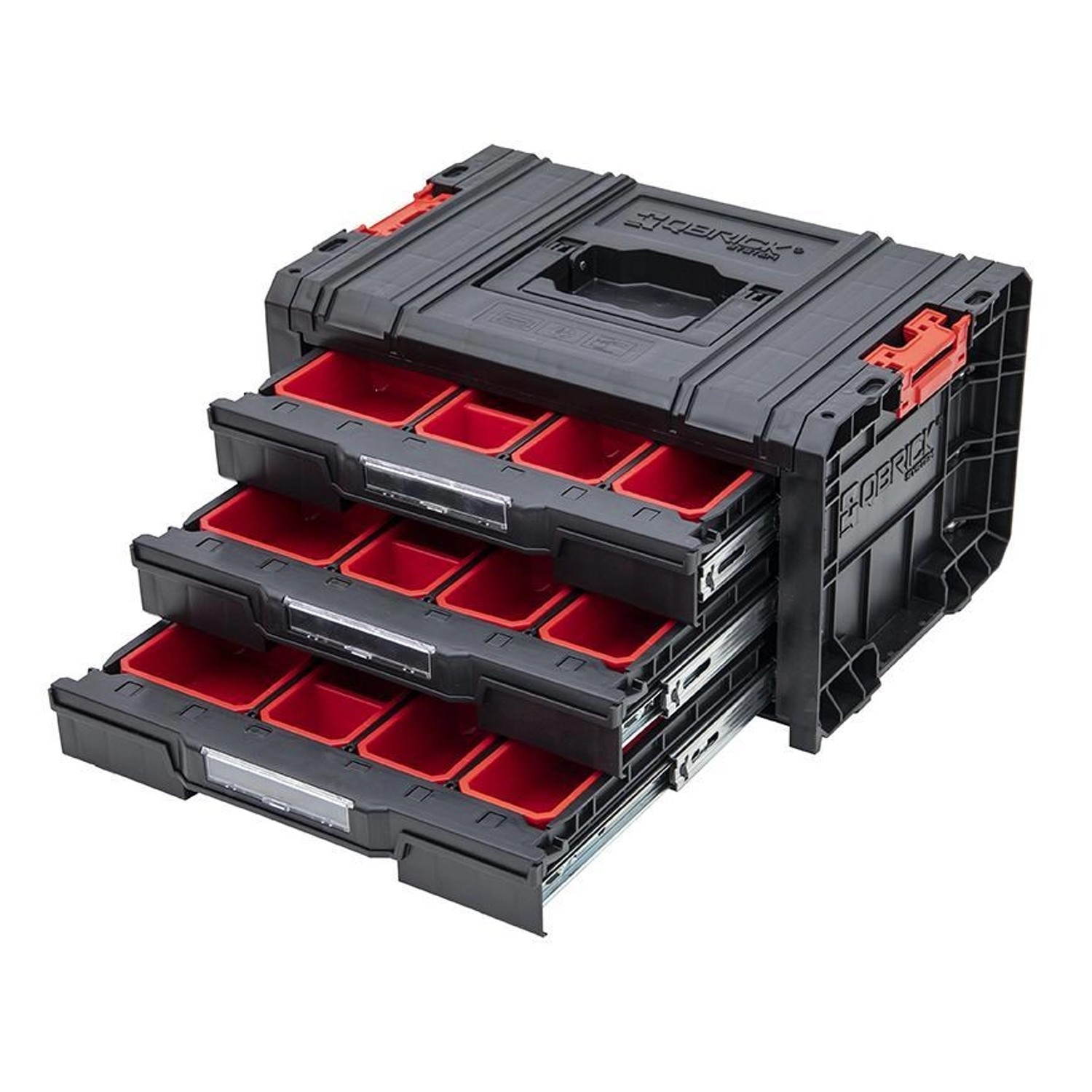 PROREGAL QBRICK Werkzeugkasten Pro Toolbox Mit 3 Schubladen HxB 24,5 x 32 cm Mit Deck & Teleskopgriffe Mit Klemmverschlüsse Schwarz PROREGAL QBRICK Werkzeugkasten Pro Toolbox Mit 3 Schubladen HxB 24,5 x 32 cm Mit Deck & Teleskopgriffe Mit Klemmverschlüsse Schwarz von PROREGAL