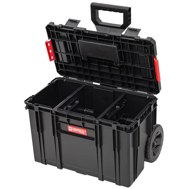 PROREGAL QBRICK Werkzeugtrolley Two 38 Liter Mit Deck & Teleskopgriffe Mit Klemmverschlüsse Mit 2 Verstellbaren Fächern Metall Schwarz von PROREGAL