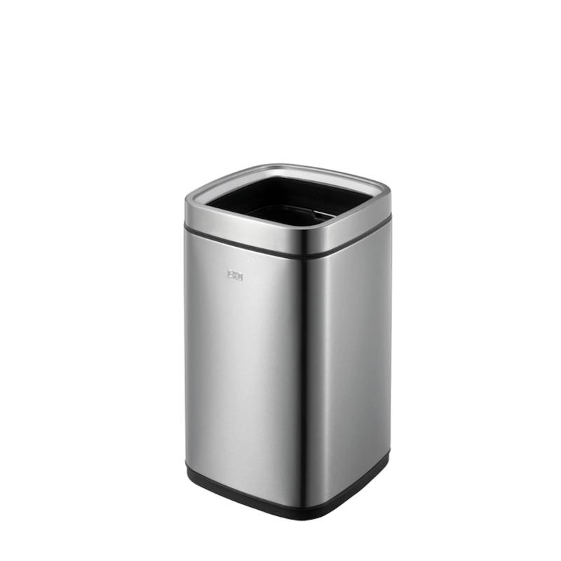 PROREGAL Quadratischer Abfalleimer Aus Mattem Edelstahl Mit Offenem Einwurf 12 Liter HxBxT 42,5 x 24 x 24 cm Silber von PROREGAL