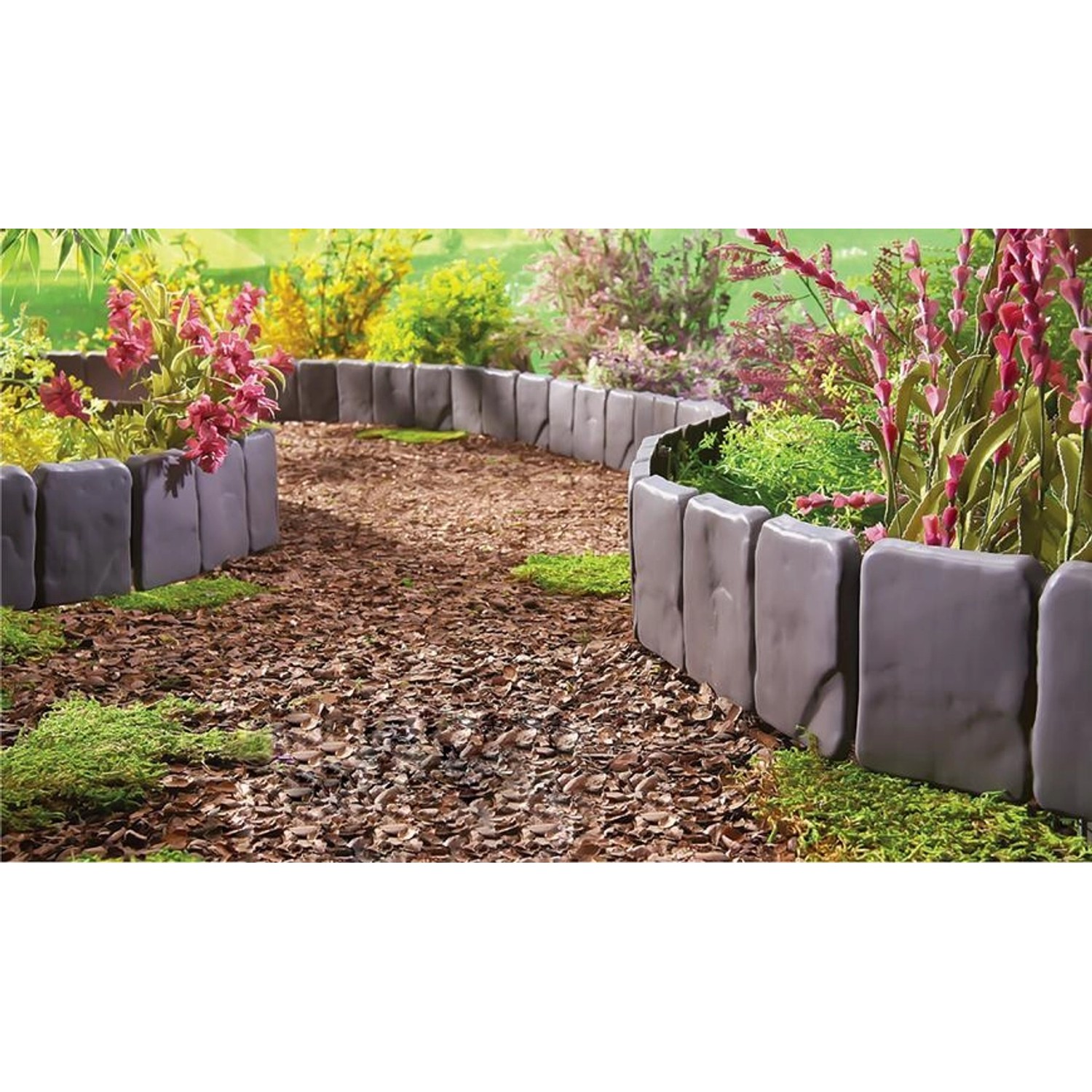 PROREGAL Rasenkante, Gartenzaun, Steinoptik, Pack. 10 Stück von PROREGAL