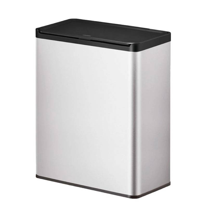 PROREGAL Rechteckiger Abfallbehälter Aus Gebürstetem Edelstahl Mit Touch Open Deckel Aus Kunststoff 40 Liter HxBxT 59,5 x 46,3 x 28,8 cm Silber von PROREGAL