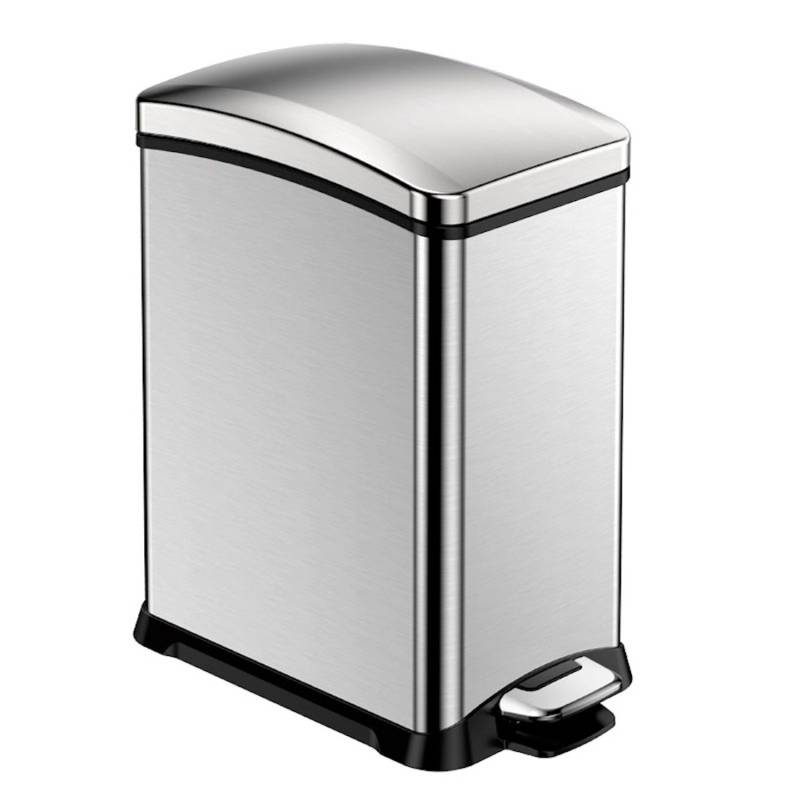 PROREGAL Rechteckiger Treteimer Aus Gebürstetem Edelstahl 15 Liter HxBxT 42 x 21,7 x 38,2 cm Silber von PROREGAL