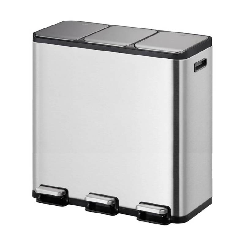 PROREGAL Rechteckiger Treteimer Aus Gebürstetem Edelstahl Mit Getrennten Soft Close & Stay Open Deckel 45 Liter HxBxT 50,8 x 60,5 x 32,1 cm Silber von PROREGAL