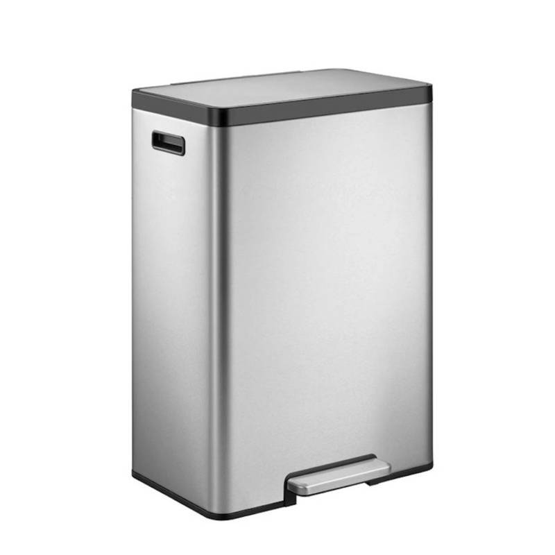 PROREGAL Rechteckiger Treteimer Aus Gebürstetem Edelstahl Mit Soft Close Deckel & Handlichen Kunststoffgriffen 30 Liter 64 x 29,5 x 36,5 cm Silber von PROREGAL