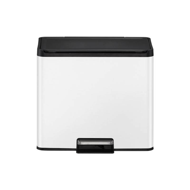 PROREGAL Rechteckiger Treteimer Aus Gebürstetem Edelstahl Mit Soft Close & Stay Open Deckel 29 Liter HxBxT 41,1 x 46,2 x 38,8 cm Weiß von PROREGAL
