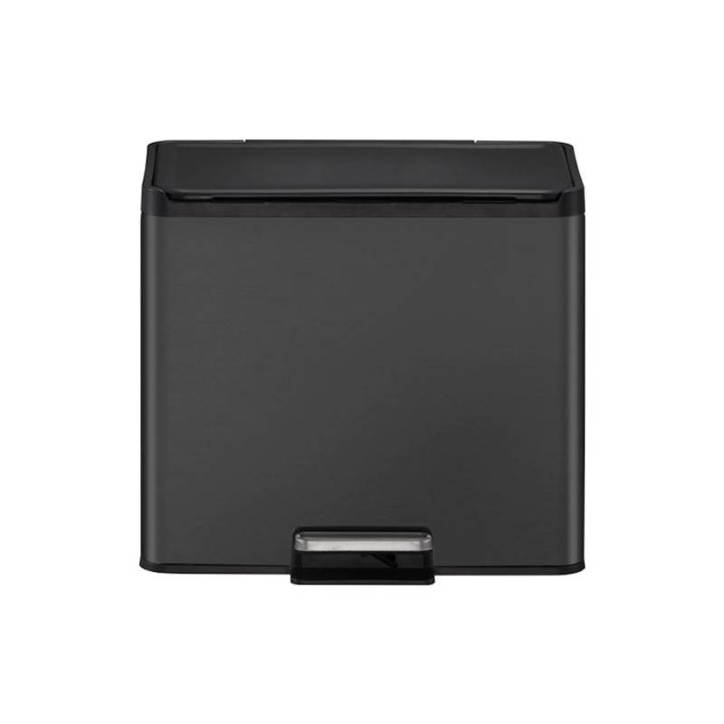 PROREGAL Rechteckiger Treteimer Aus Gebürstetem Edelstahl Mit Soft Close & Stay Open Deckel 30 Liter HxBxT 41,4 x 46,2 x 38,8 cm Schwarz von PROREGAL