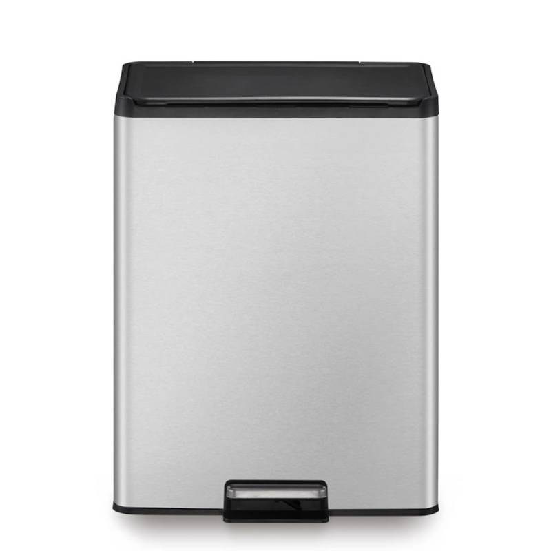 PROREGAL Rechteckiger Treteimer Aus Gebürstetem Edelstahl Mit Soft Close & Stay Open Deckel 40 Liter HxBxT 59,2 x 33,8 x 46,2 cm Silber von PROREGAL