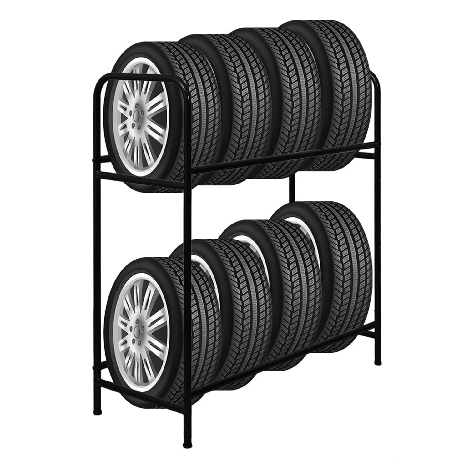 PROREGAL Reifenregal CARRERO HxBxT 106 x 106 x 46 cm Bis Zu 8 Reifen Auf 2 Ebenen Schwarz von PROREGAL