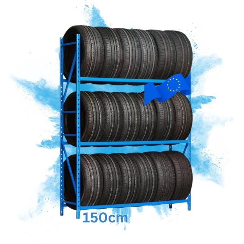 PROREGAL Reifenregal Maximus HxBxT 200 x 150 x 50 cm 3 Ebenen 120 kg Fachlast Bis Zu 18 Reifen Lichtblau von PROREGAL