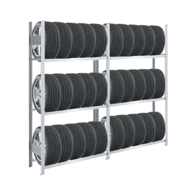 PROREGAL Reifenregal Tire Pro Made In Germany HxBxT 200 x 200 x 43 cm 3 Ebenen 150 kg Fachlast Bis Zu 10 Reifen Pro Ebene Verzinkt von PROREGAL