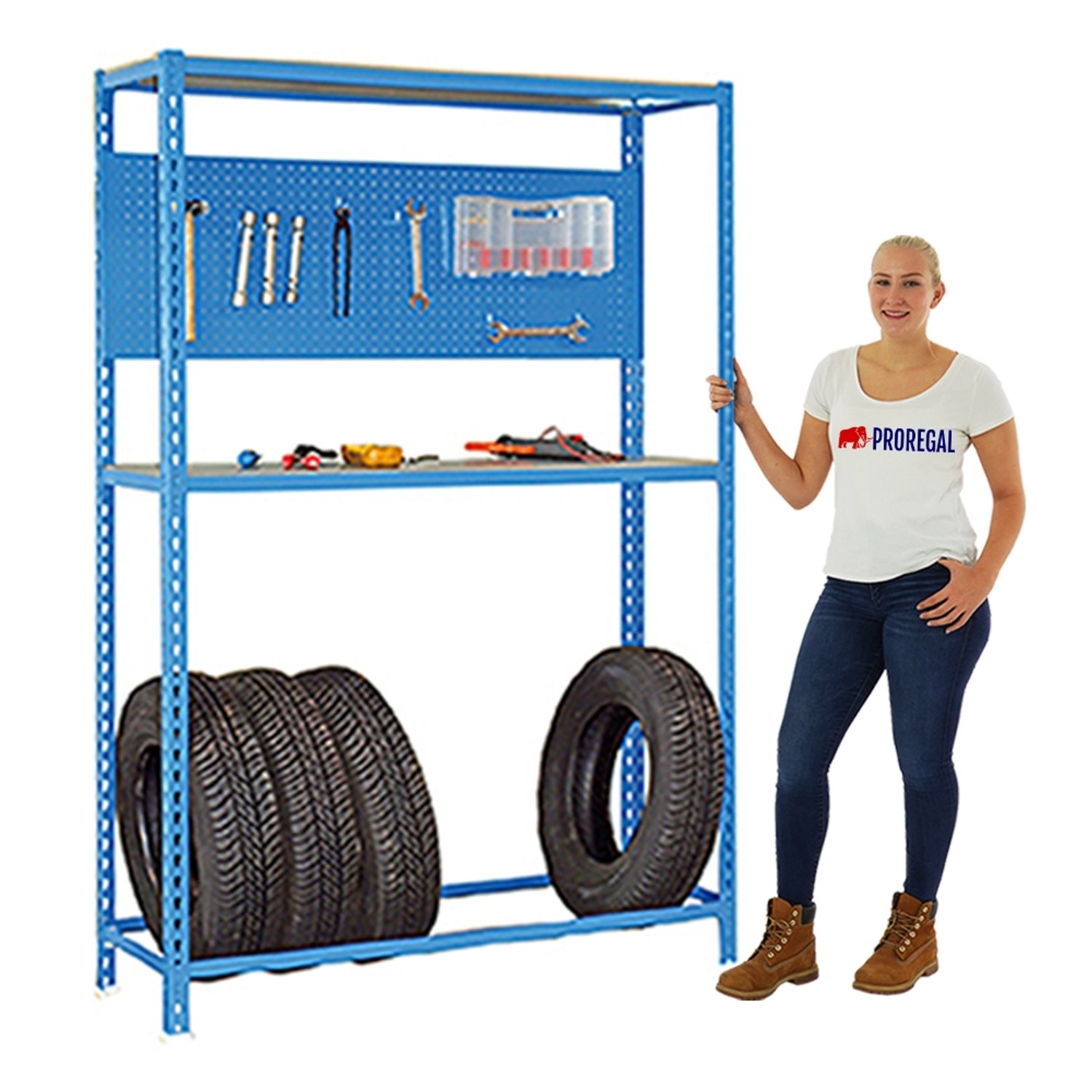 PROREGAL Reifenregal mit Arbeitsfläche Metal Shark NO.4 HxBxT 200 x 120 x 40 cm 6 Reifen Blau PROREGAL Reifenregal mit Arbeitsfläche Metal Shark NO.4 HxBxT 200 x 120 x 40 cm 6 Reifen Blau von PROREGAL
