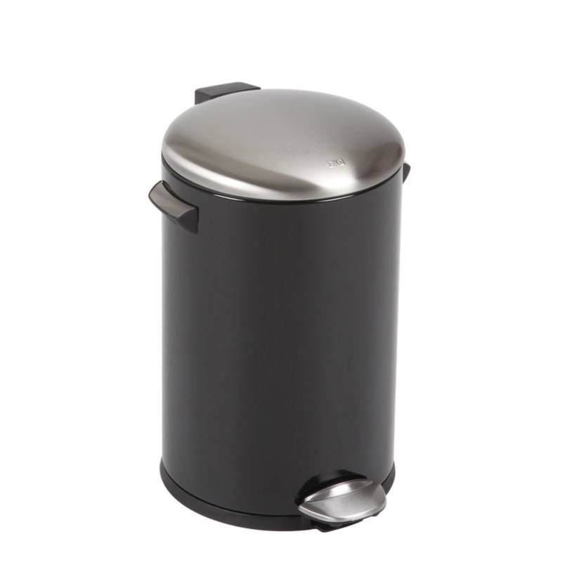 PROREGAL Retro Treteimer Mit Markanten Griffen und Kugelkappe 12 Liter HxØ 41,2 x 25 cm Kunststoff Inneneimer Schwarz von PROREGAL