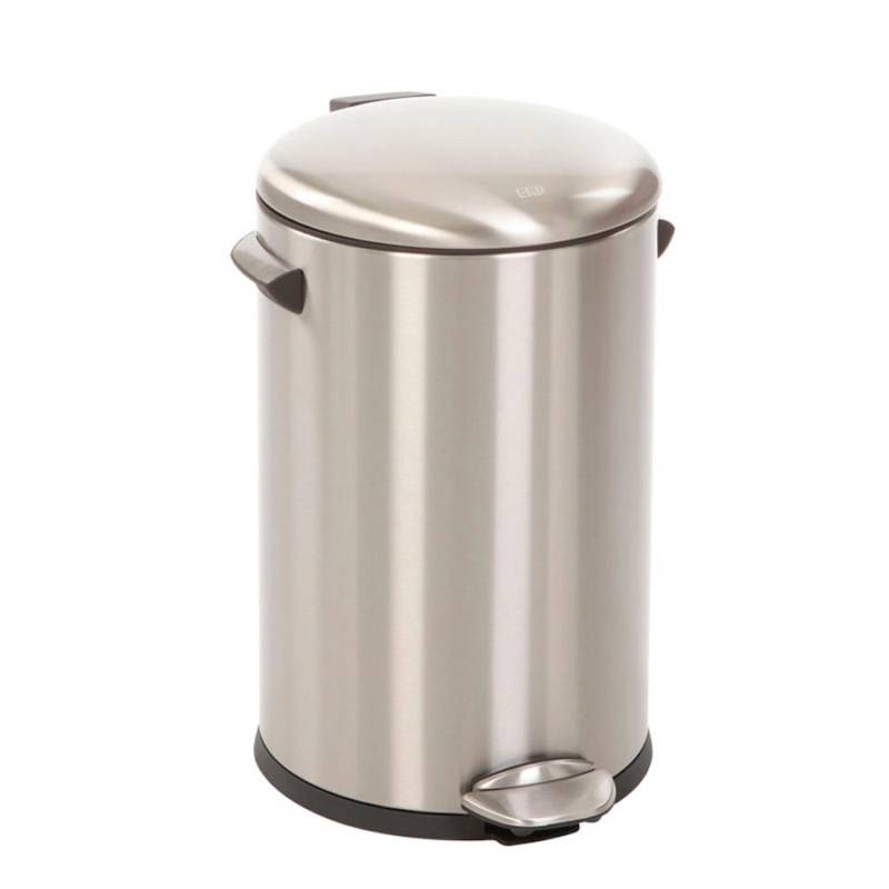 PROREGAL Retro Treteimer Mit Markanten Griffen und Kugelkappe 12 Liter HxØ 41,2 x 25 cm Kunststoff Inneneimer Silber von PROREGAL