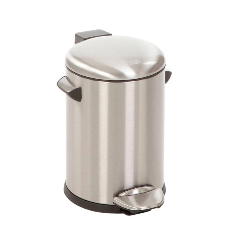PROREGAL Retro Treteimer Mit Markanten Griffen und Kugelkappe 3 Liter HxØ 26,2 x 16,7 cm Kunststoff Inneneimer Silber von PROREGAL