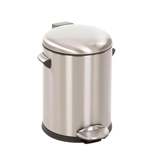 PROREGAL Retro Treteimer mit markanten Griffen und Kugelkappe | 5 Liter, HxØ 30x20,5cm | Kunststoff-Inneneimer | Silber von PROREGAL