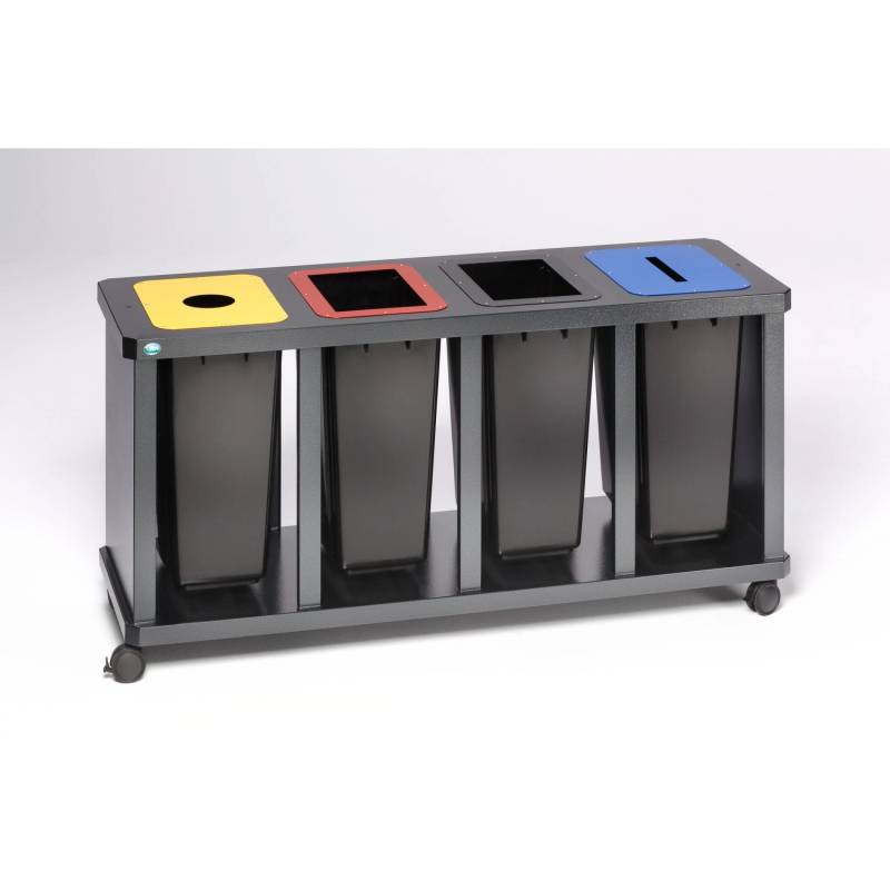 PROREGAL Robuste Wertstoffsammelstation 4 Fach Mit Behälter 58 Liter HxBxT 67 x 157 x 52 cm Verzinkter Stahl Grau PROREGAL Robuste Wertstoffsammelstation 4 Fach Mit Behälter 58 Liter HxBxT 67 x 157 x 52 cm Verzinkter Stahl Grau von PROREGAL