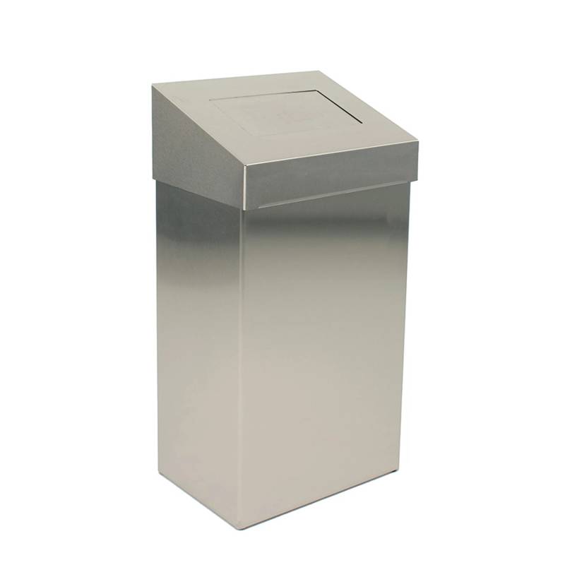 PROREGAL Robuster Abfallbehälter Mit Pushdeckel 50 Liter HxBxT 68 x 38 x 25 cm Edelstahl von PROREGAL