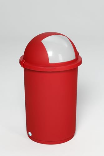 PROREGAL Robuster Abfallbehälter mit Einwurfklappe | 50 Liter, HxBxT 76x41x41cm | Kunststoff | Rot | Mülleimer Abfalleimer Müllkorb von PROREGAL