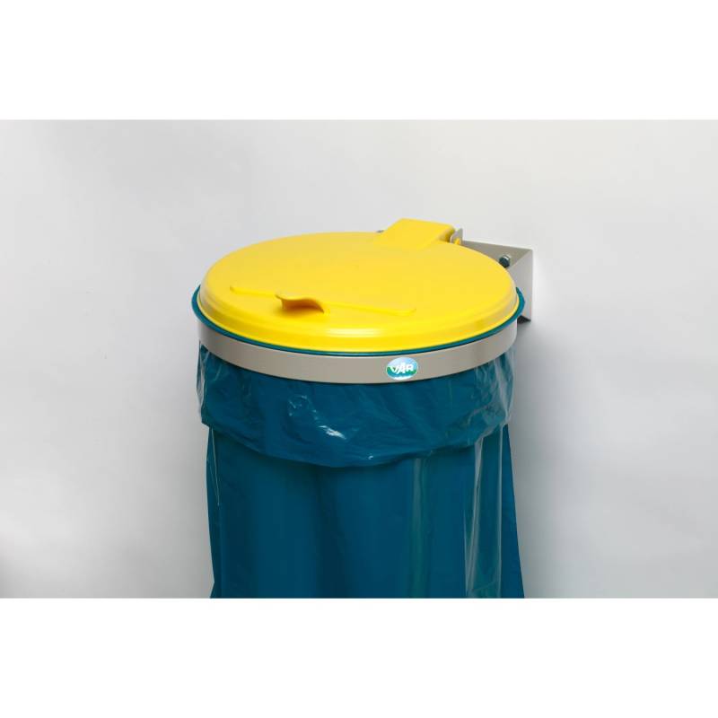 PROREGAL Robuster Abfallsammler Für Wertstoffsortierung 1 Fach Wandhalterung 120 Liter B x T 50 x 51 cm Stahl Grau Gelb von PROREGAL